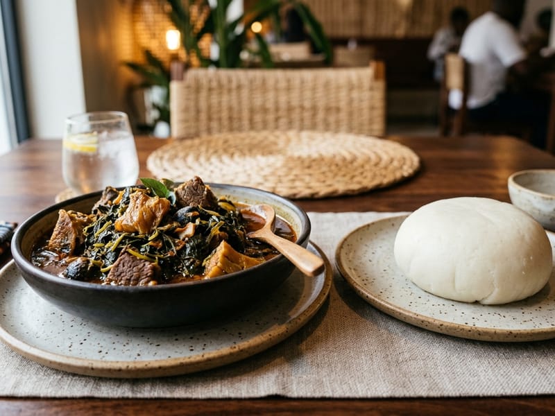 Bitterleaf Soup + Pounded Yam