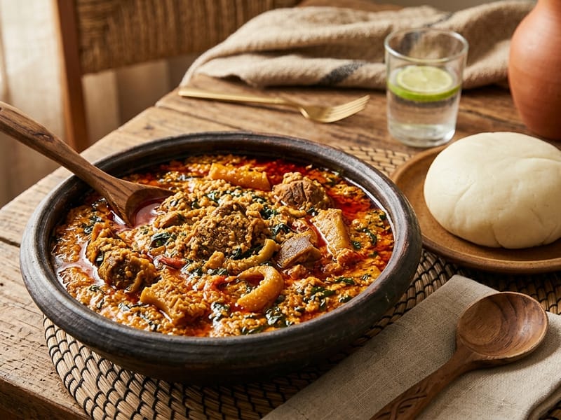 Pounded Yam + Egusi Soup